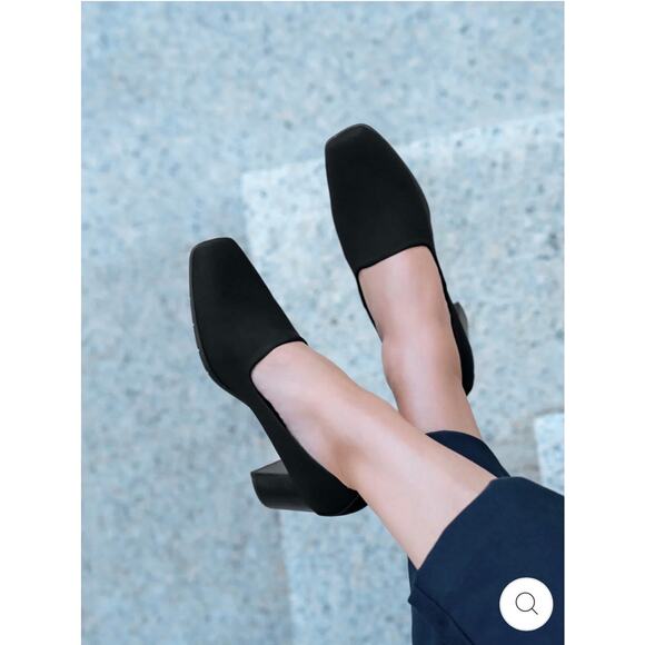 Aerosoles Midnight Heeled Stacked Pump Black Stretch Fabric Memory Foam 5.5 - Picture 8 of 8